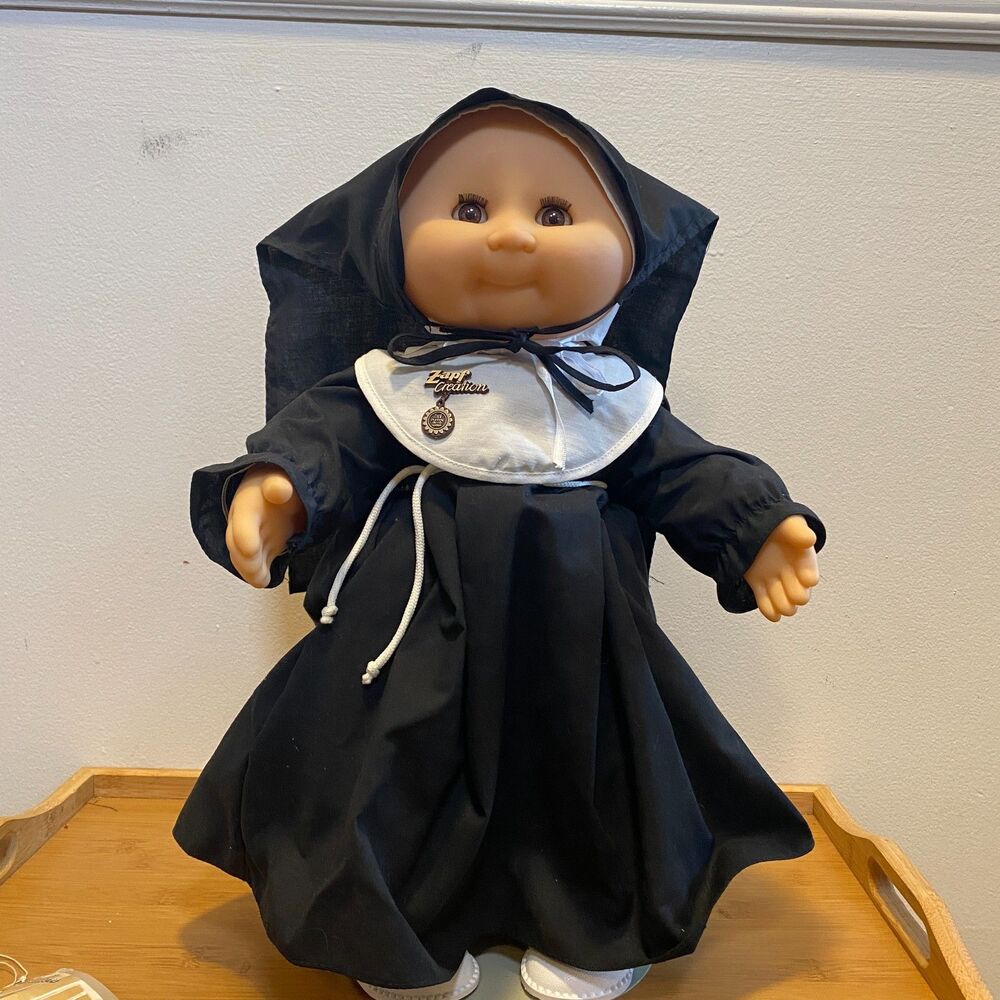 1984 Zapf Sauerkraut Bunch Nun Doll 18” w/ Box, Tag, Stand, Sleep Eyes Germany